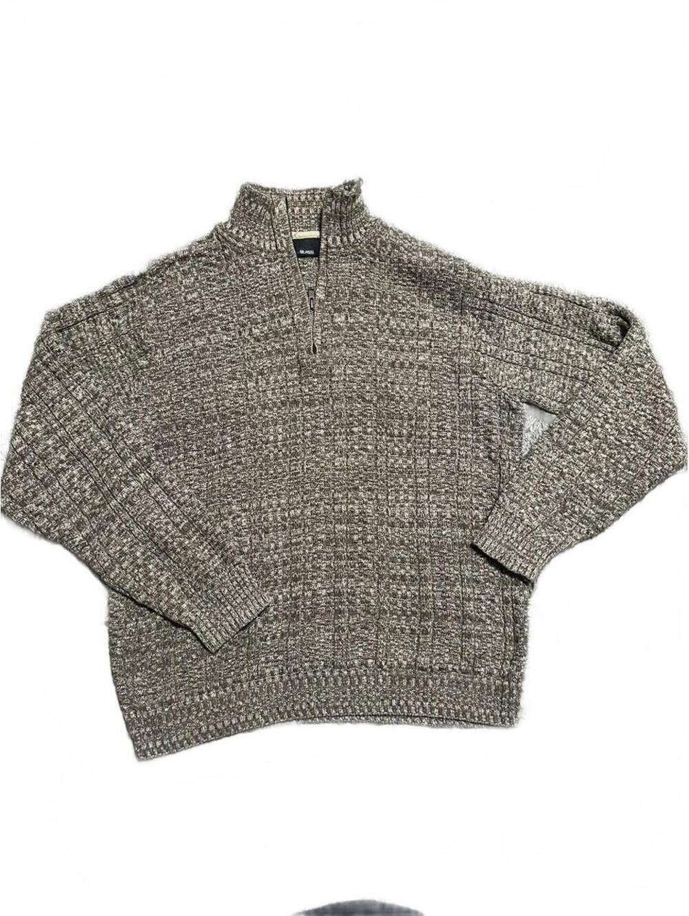 90s Bill Blass Brown Knit Quarter Zip Sweater Size M
